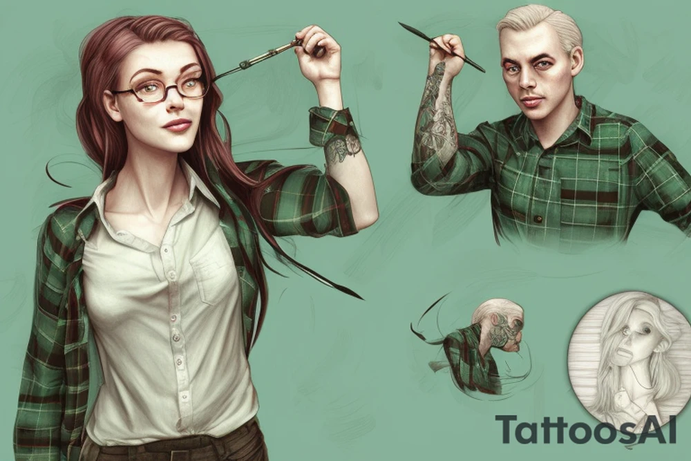 a strong man in green flannel shirt, inspired by Charlie Bowater, detailed painting 4 k, illustration,  by valentina remenar, art of a landscape, ultra realistic illustration, by lois van rossdraws, detailed illustration, highres, by stålenhag, by liliana vess tattoo idea