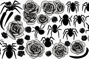 Black, spider, rose tattoo idea