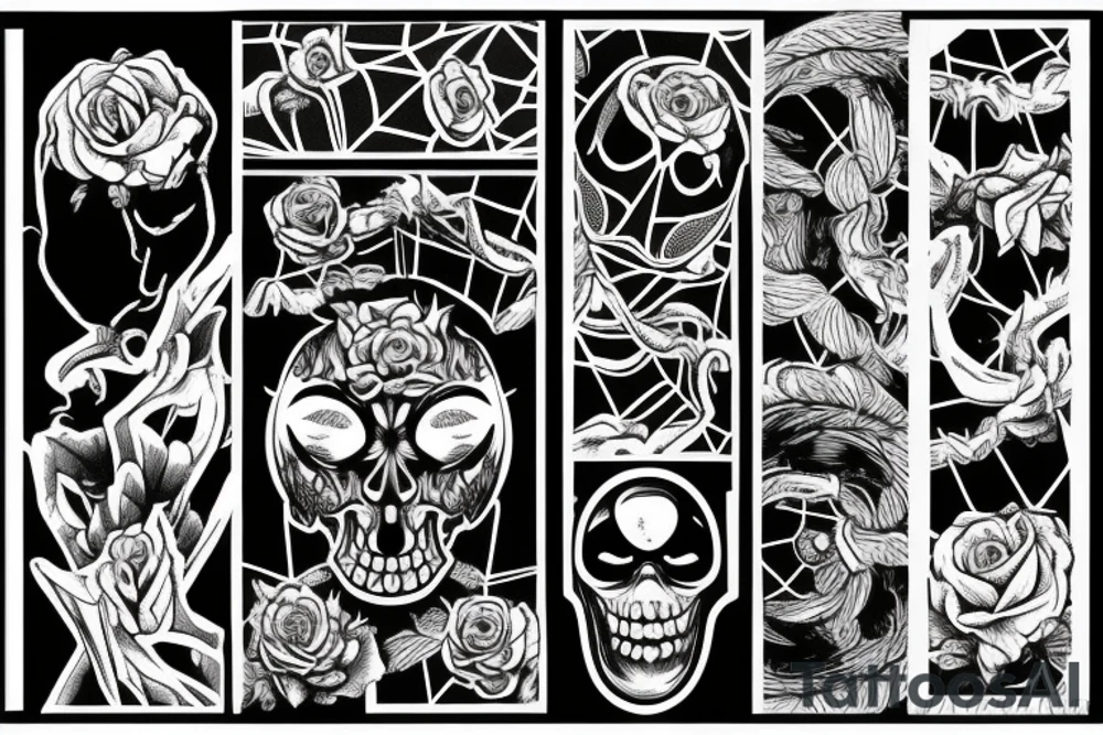 Black, spider, rose tattoo idea