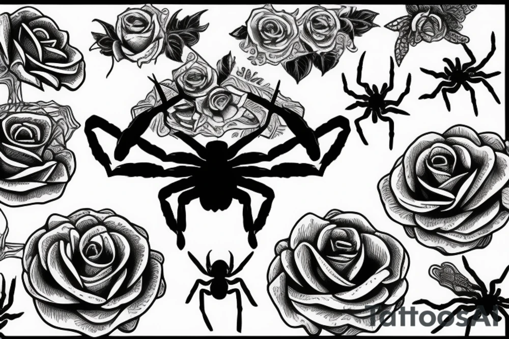 spider, rose tattoo idea