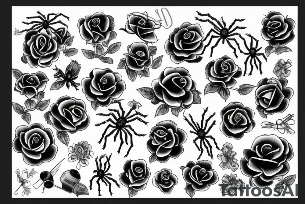 spider, rose tattoo idea