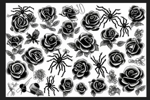 spider, rose tattoo idea