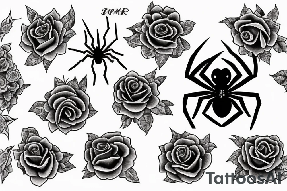 spider, rose, on the chest tattoo idea
