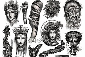 Ancient greek mythology arm sleve tattoo idea