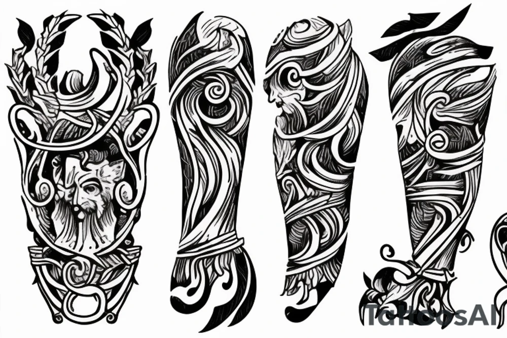 Ancient greek mythology arm sleve tattoo idea