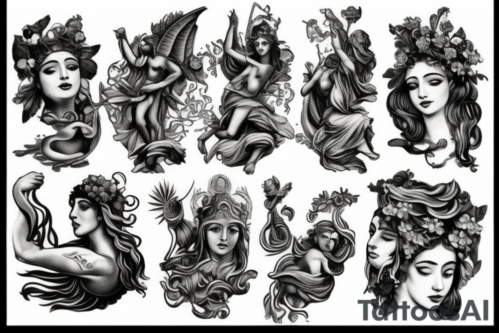 Ancient greek mythology arm sleve tattoo idea