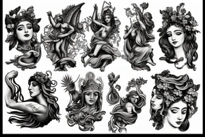 Ancient greek mythology arm sleve tattoo idea