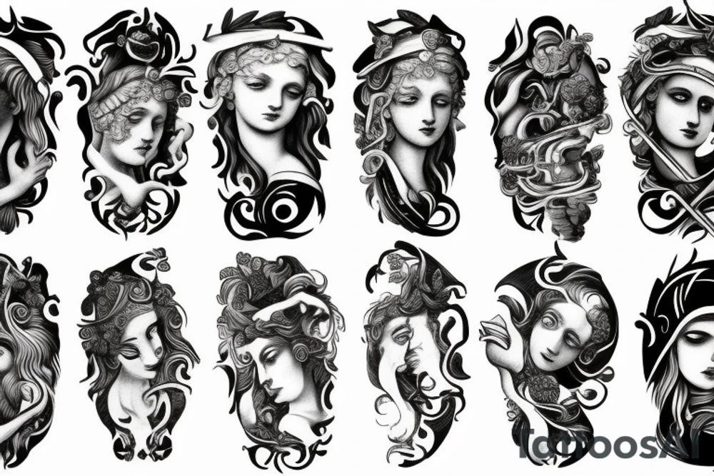 Ancient greek mythology arm sleve tattoo idea Ancient greek mythology arm sleve tattoo idea