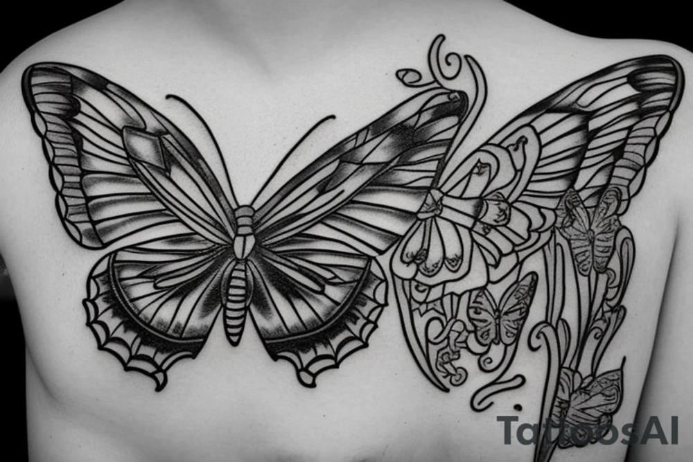 butterfly with a pistol tattoo idea