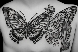 butterfly with a pistol tattoo idea