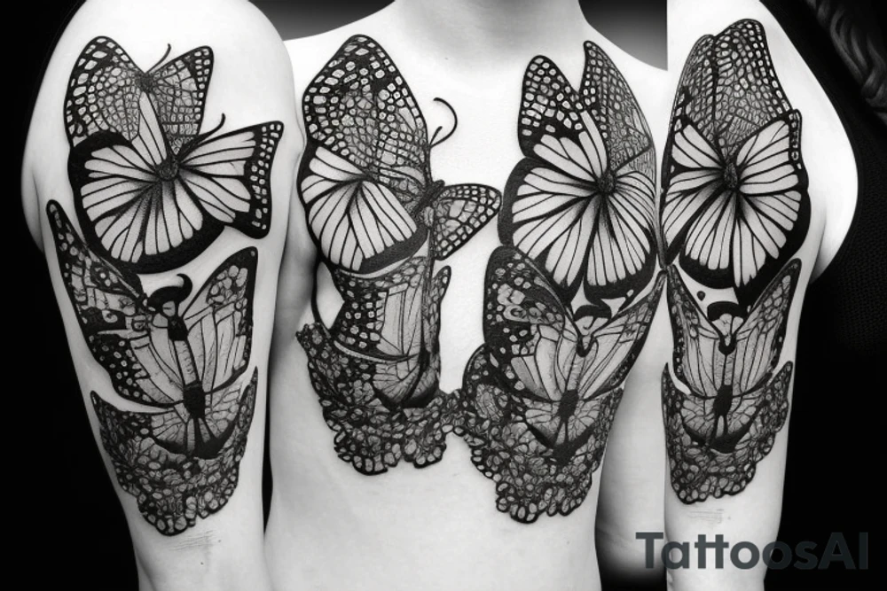 butterfly with a pistol tattoo idea