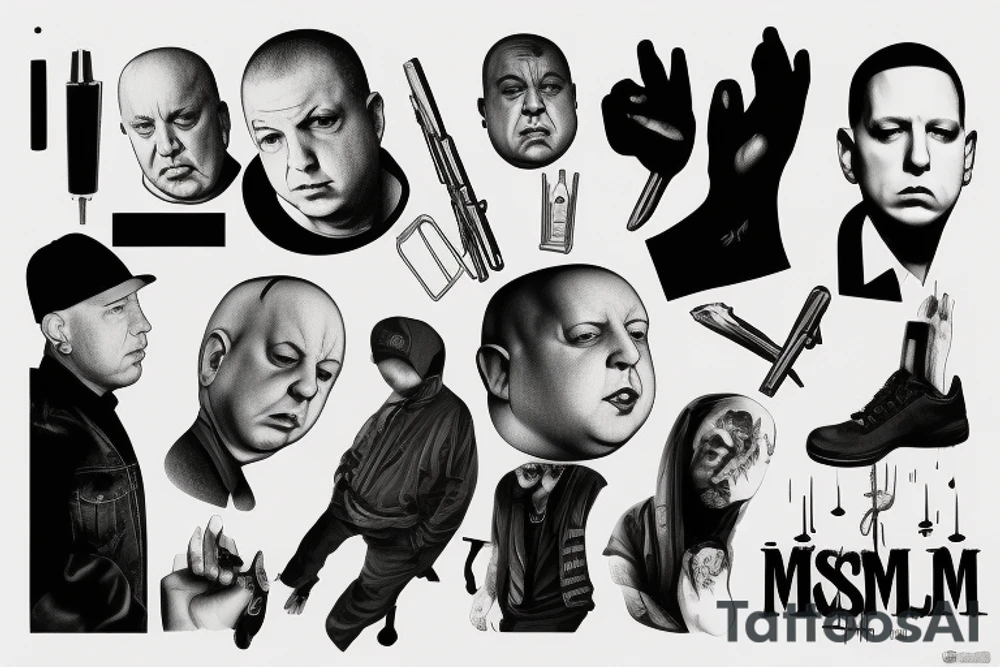 Eminem and Alfred Hitchcock Music to Be Murdered By tattoo idea