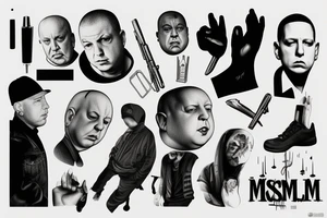 Eminem and Alfred Hitchcock Music to Be Murdered By tattoo idea