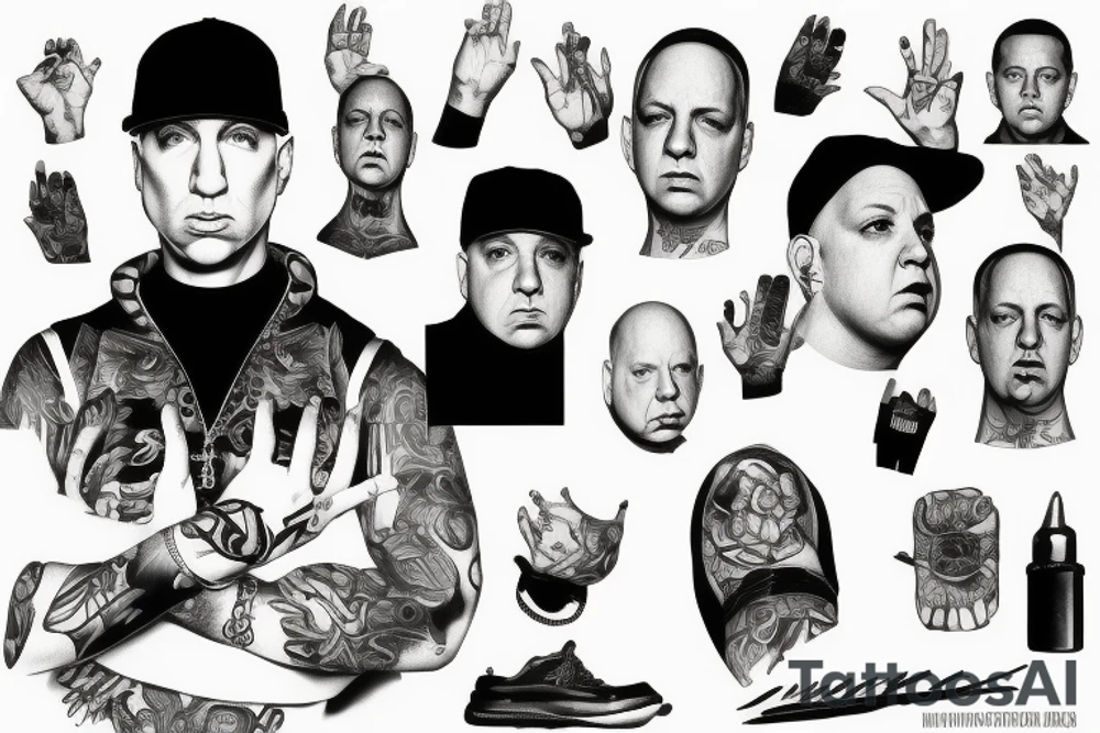 Eminem and Alfred Hitchcock Music to Be Murdered By tattoo idea