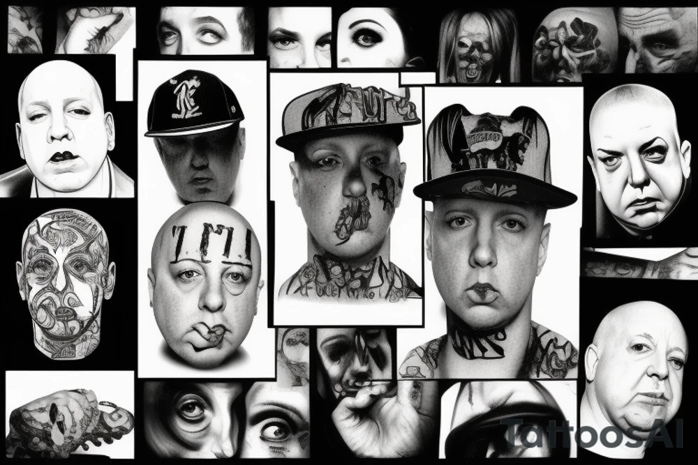 Eminem and Alfred Hitchcock tattoo idea