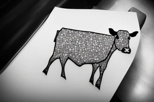 A cute cow wearing a suit tattoo idea