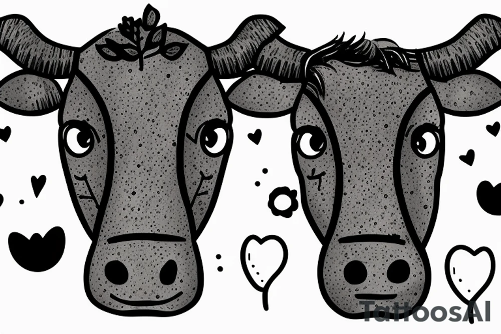 A cute cow wearing a suit tattoo idea
