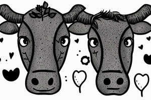 A cute cow wearing a suit tattoo idea