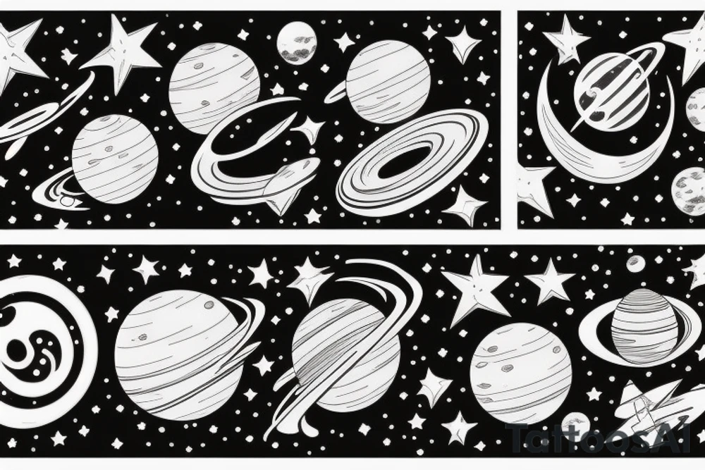space theme for chest tattoo idea