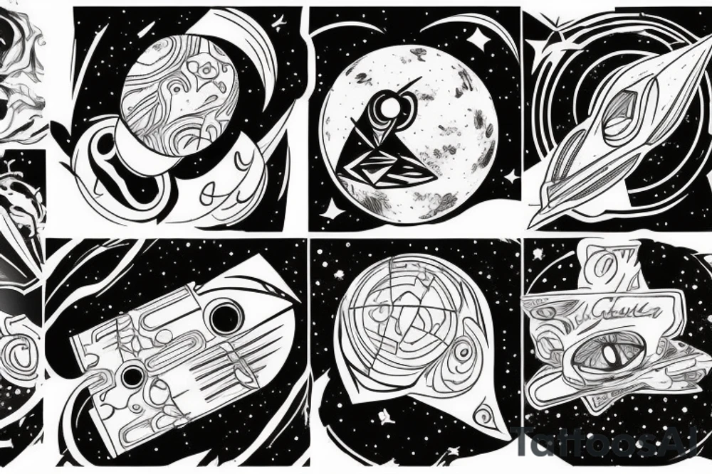 space theme for chest tattoo idea