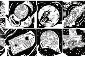 space theme for chest tattoo idea