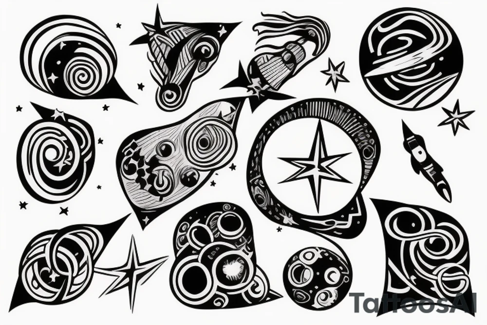 space theme for chest tattoo idea