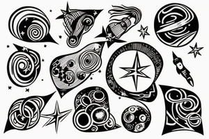 space theme for chest tattoo idea