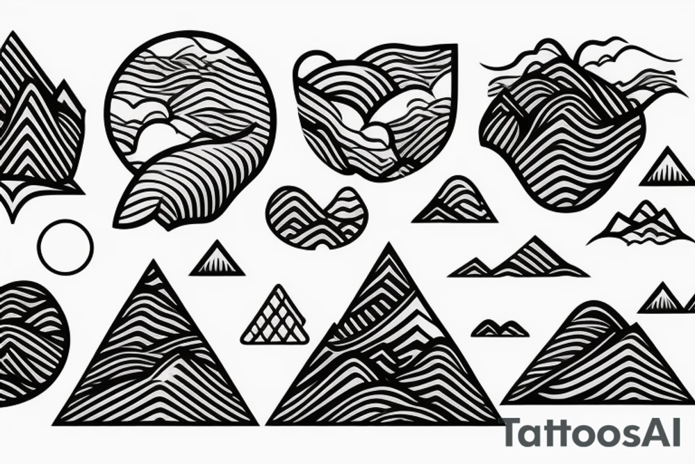 masculine, mountains river in shape of an "S" tattoo idea