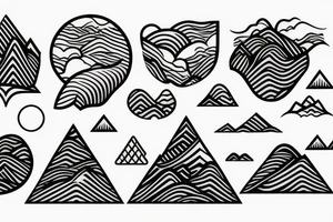 masculine, mountains river in shape of an "S" tattoo idea