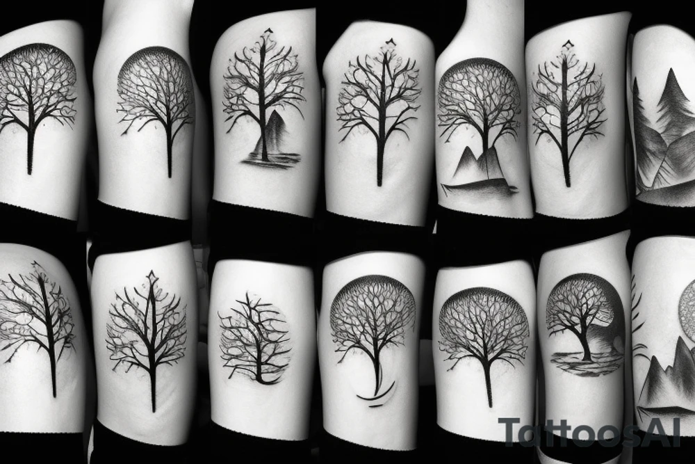 mountains with trees tattoo idea
