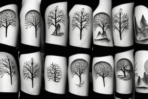 mountains with trees tattoo idea
