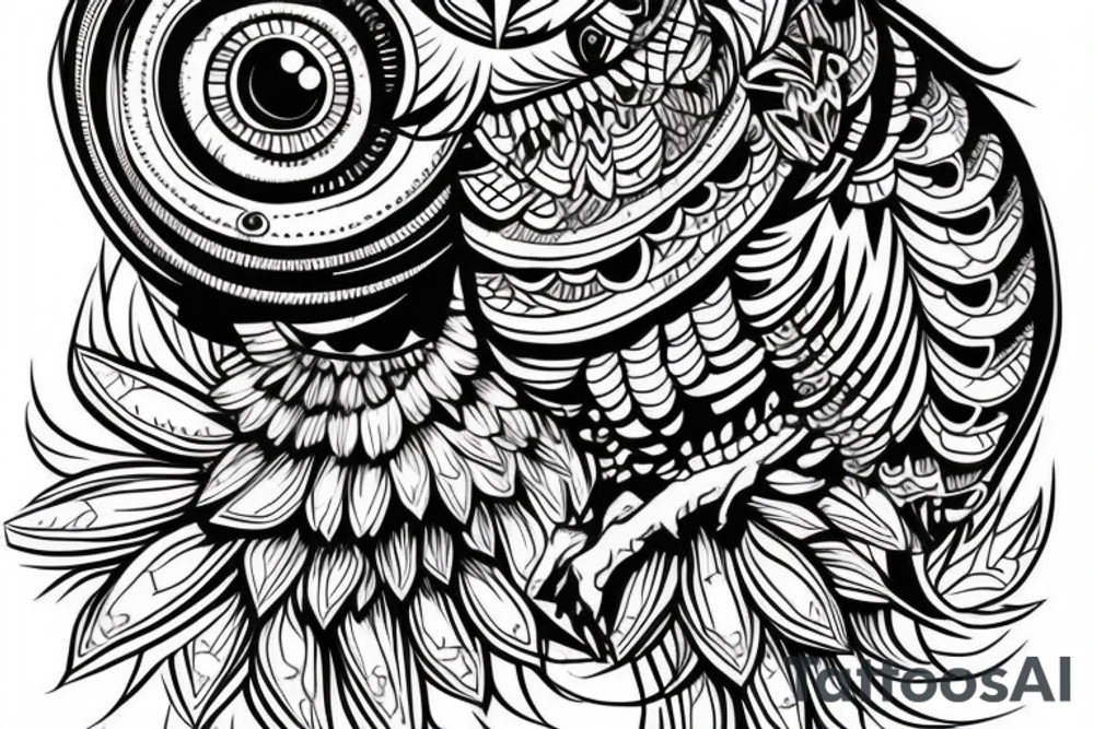 owl medium size to be used on the back of the leg tattoo idea