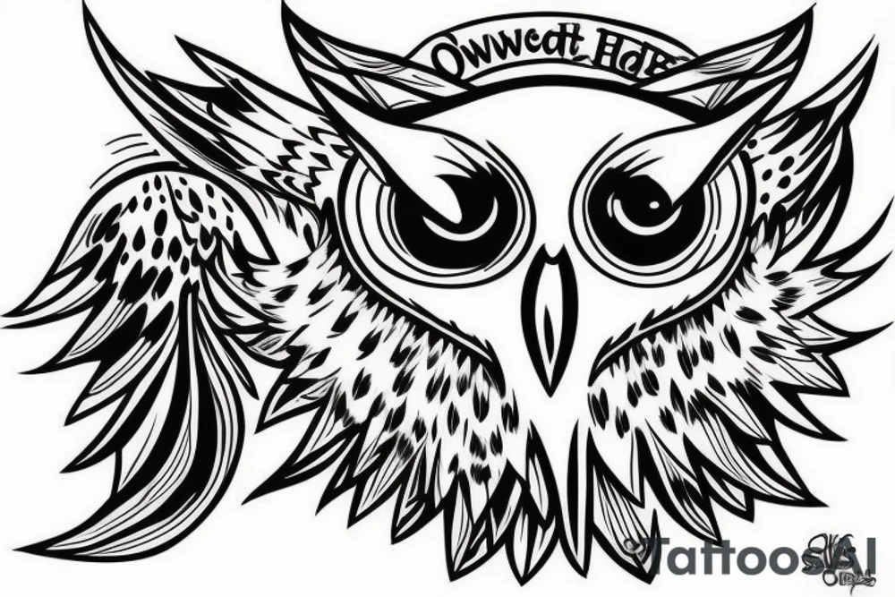owl medium size to be used on the back of the leg tattoo idea