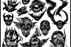 hellwalker lettering with demon face tattoo idea