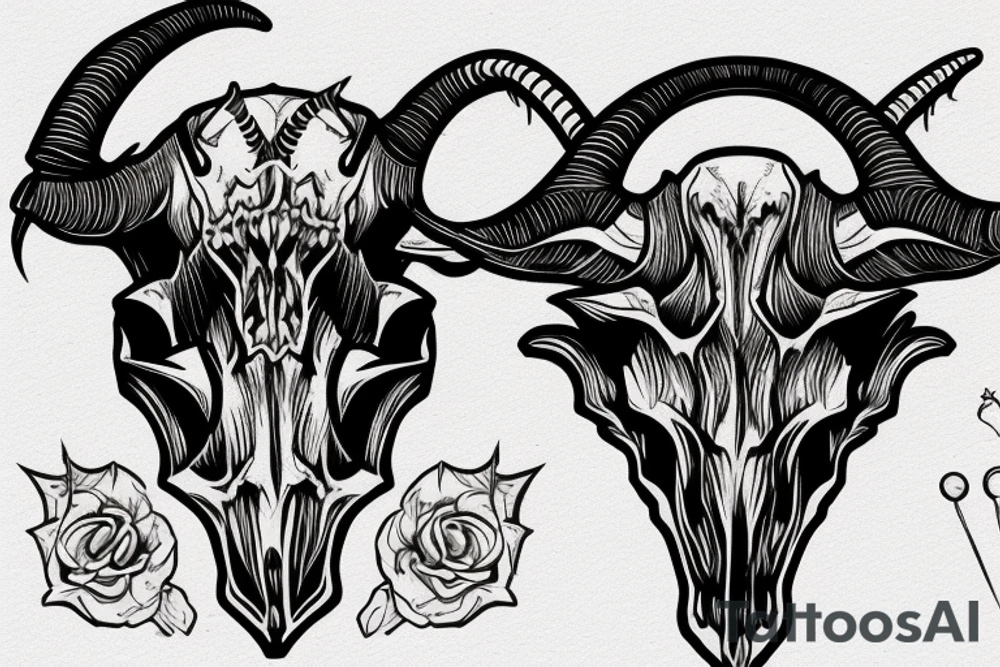 Goat skull, angry and the script never stop fighting tattoo idea