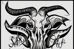 Goat skull, angry and the script never stop fighting tattoo idea