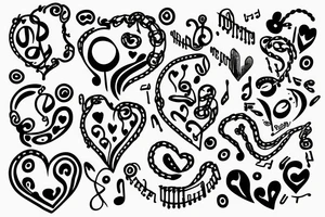 heart in chains with musical notes embedded tattoo idea
