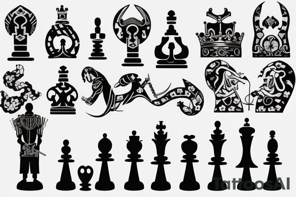 a pawn chess pieces looking into a mirror and seeing a king tattoo idea
