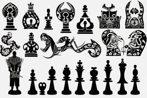 a pawn chess pieces looking into a mirror and seeing a king tattoo idea