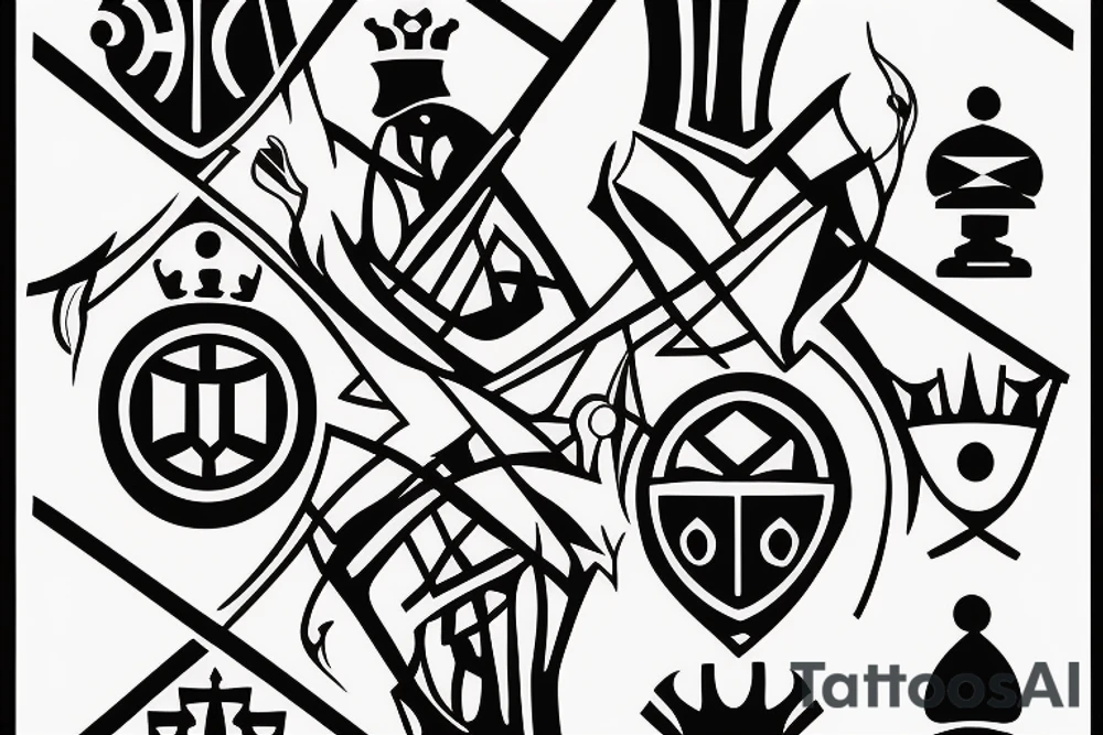 a pawn chess pieces looking into a mirror and seeing a king tattoo idea