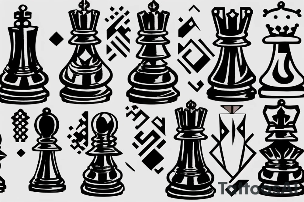 a pawn chess pieces looking into a mirror and seeing a king tattoo idea