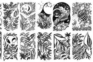 plants and moons tattoo idea