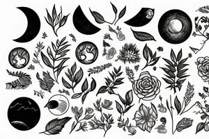 plants and moons tattoo idea