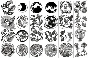 plants and moons tattoo idea