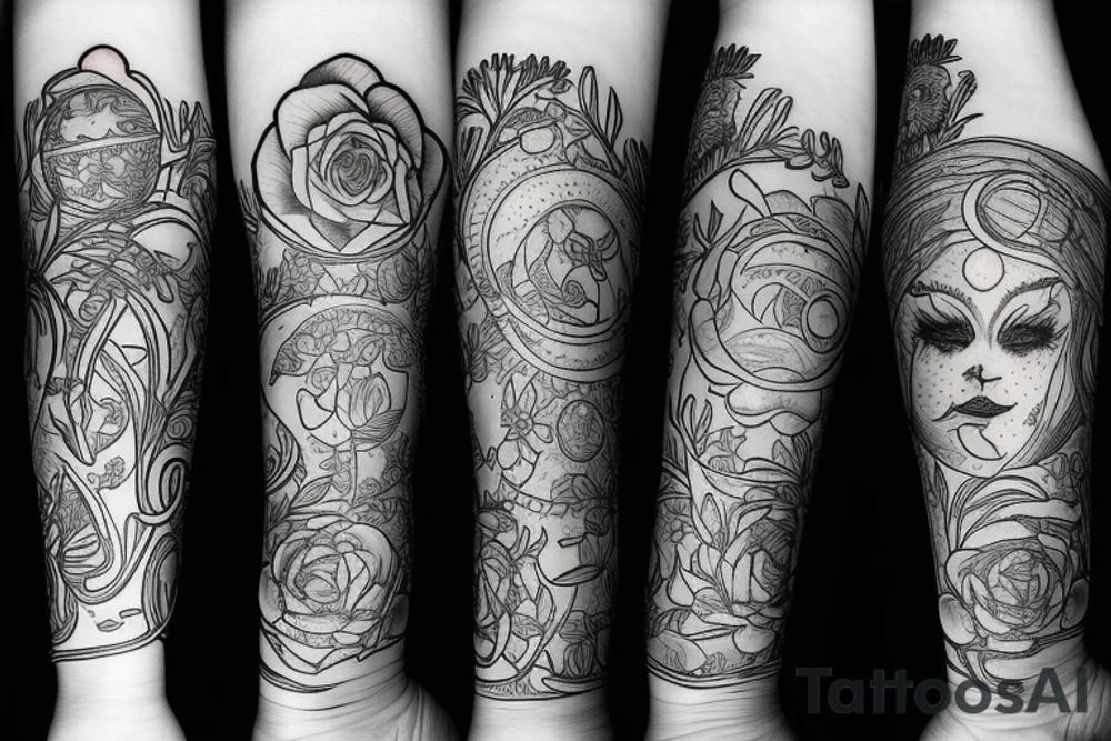 plants and moons tattoo idea