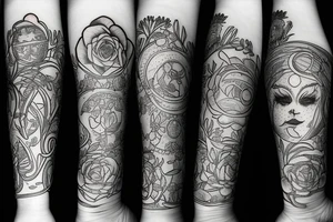 plants and moons tattoo idea