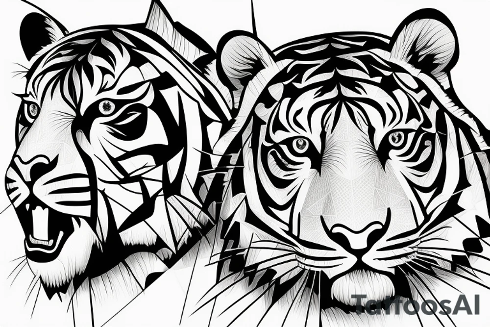 Geometric Malaysian Tiger tattoo idea