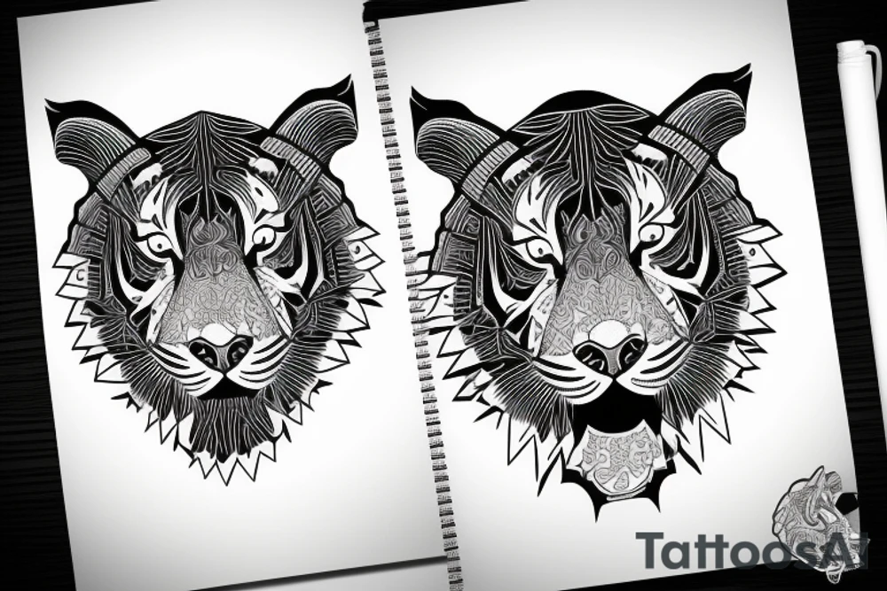 Geometric Malaysian Tiger tattoo idea