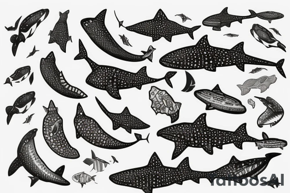 Whale shark in art Deco style tattoo idea