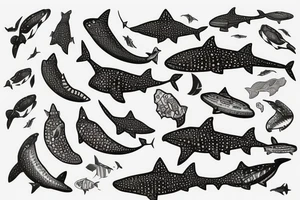 Whale shark in art Deco style tattoo idea